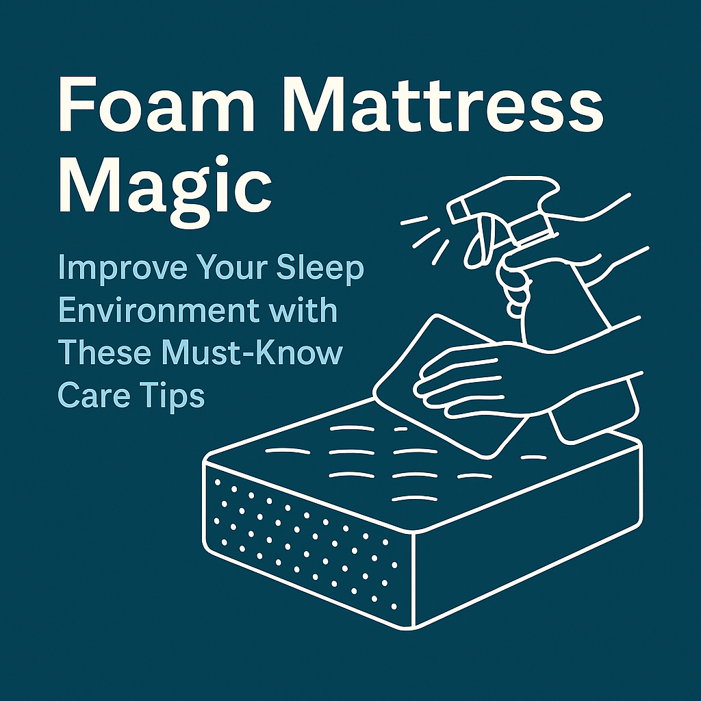 Foam Mattress Magic: Improve Your Sleep Environment with These Must-Know Care Tips - Blue diagram demonstrating cleaning care for your mattress - Beds4us