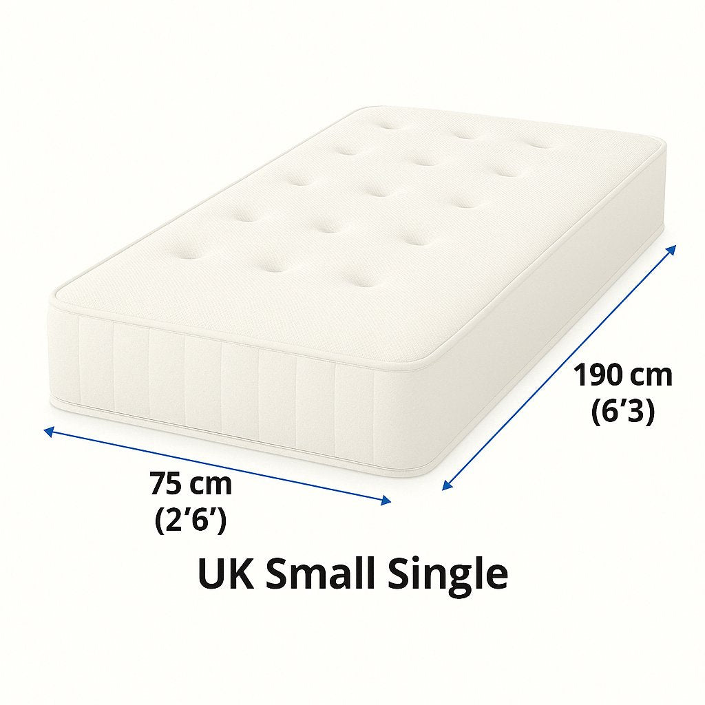 2'6 Small Single Mattresses - Diagram of a mattress, showing it's dimensions - Beds4us