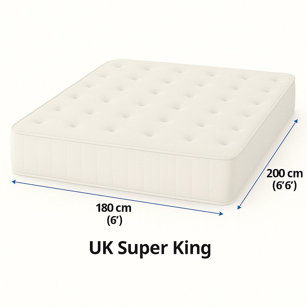6' Superking Mattresses - Diagram of mattress showing dimensions, representing our collection page - Beds4us