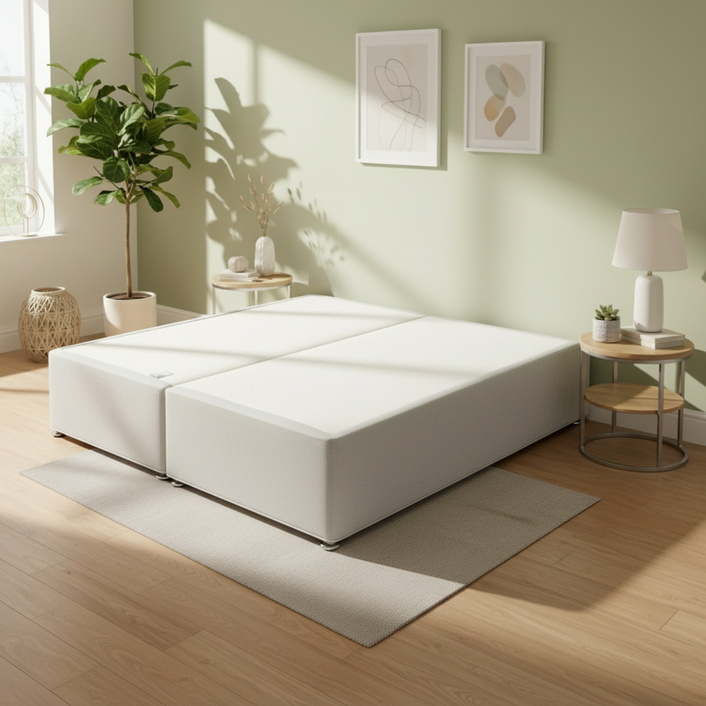 Deep Sleep Divan Base - No drawer divan in a green bedroom  - Beds4Us
