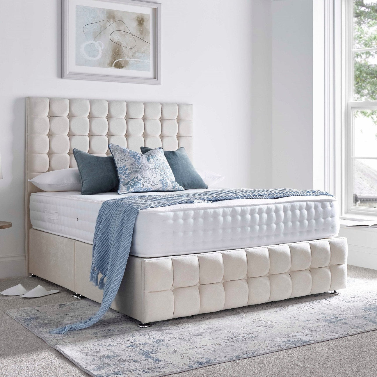 Deep Sleep Luxury Pocket 1000 Firm Spring Mattress - mattress on divan base with headboard - Beds4Us