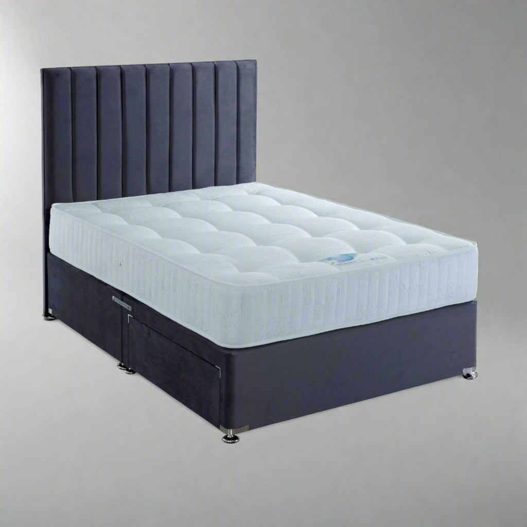 Dura Beds Ortho Perfection Affordable Firm Mattress - On a bed base, on a grey background - Beds4Us