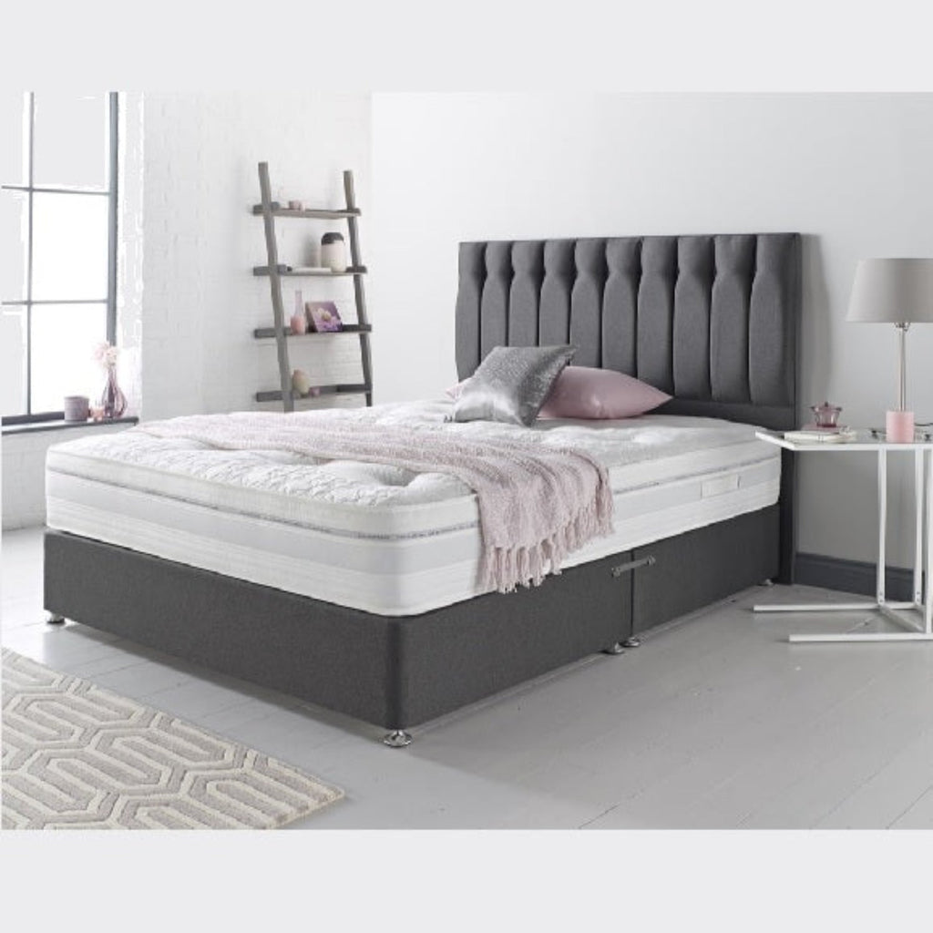 Healthopaedic Hydro Gel 1000 Mattress for Hot Sleepers- In a light modern room, on a bed base - Beds4us