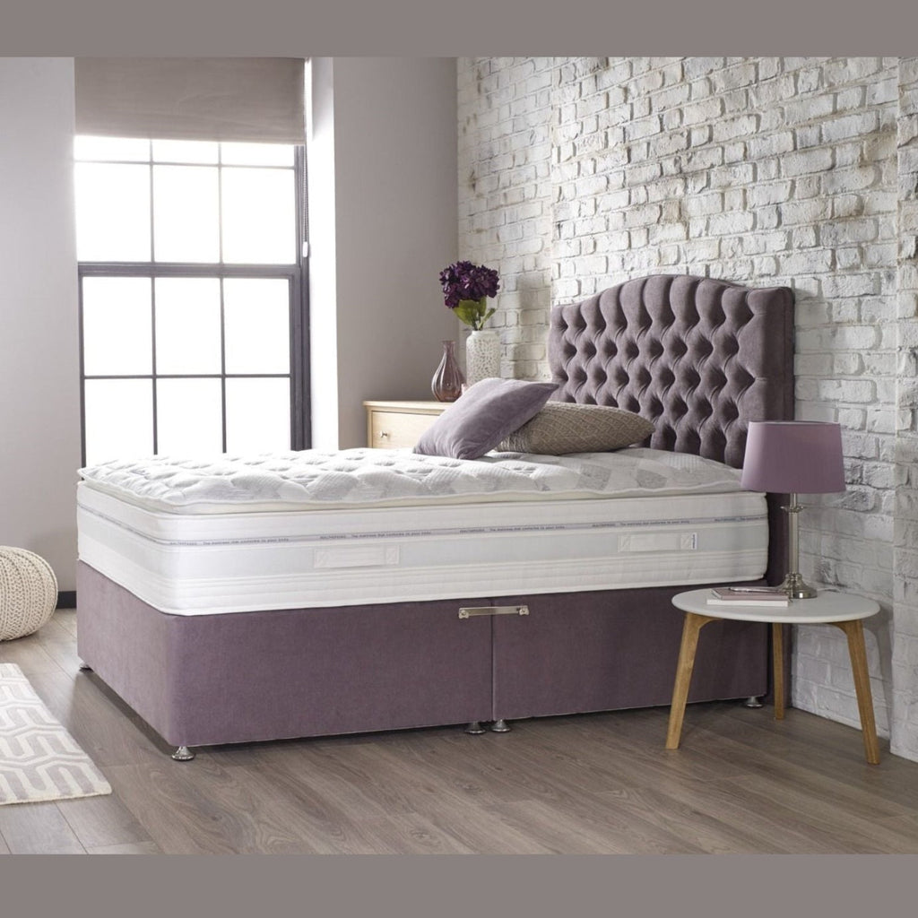 Healthopaedic Ragnor 2000 Latex Top Mattress - on a bed base in a modern room - Beds4us