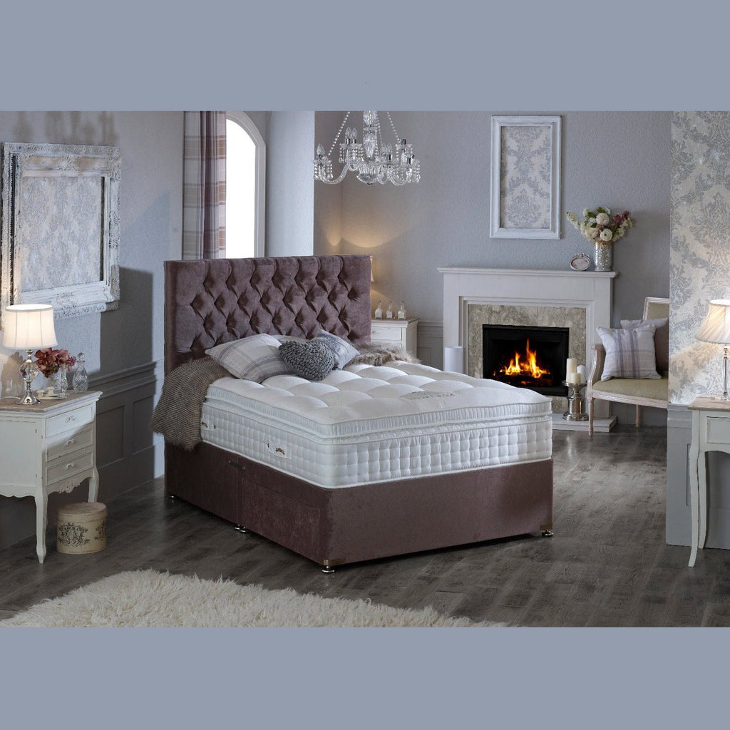 Heritage Natural Gold 3500 Super Soft Mattress - Zoomed out version of mattress on a base in a classy room - Beds4Us