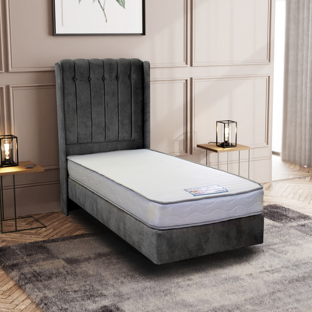 Kayflex Shallow Pocket 800 Mattress - Mattress on a floating bed with headboard in a bedroom setting - Beds4Us