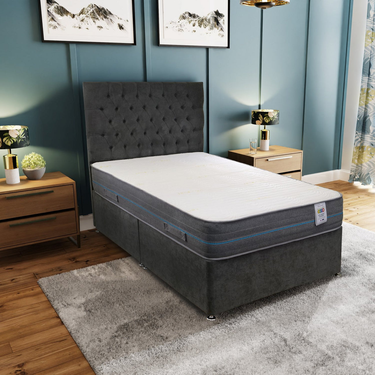 Kayflex Gel Memory Foam Ortho Support Mattress - mattress in bedroom setting on a divan base with headboard - Beds4Us