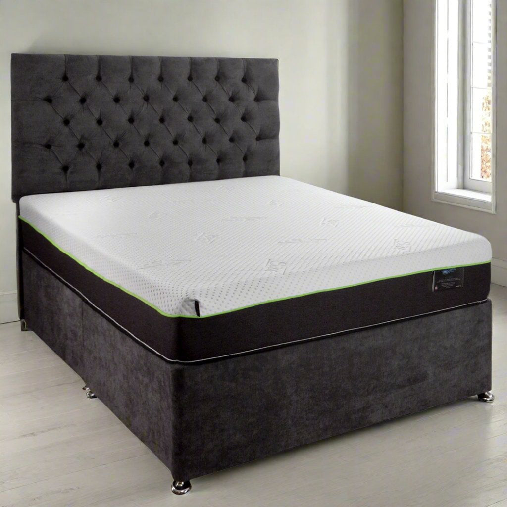 Kayflex Silk 3000 Pocket Sprung Memory Foam Mattress - mattress on divan base with headboard - Beds4Us