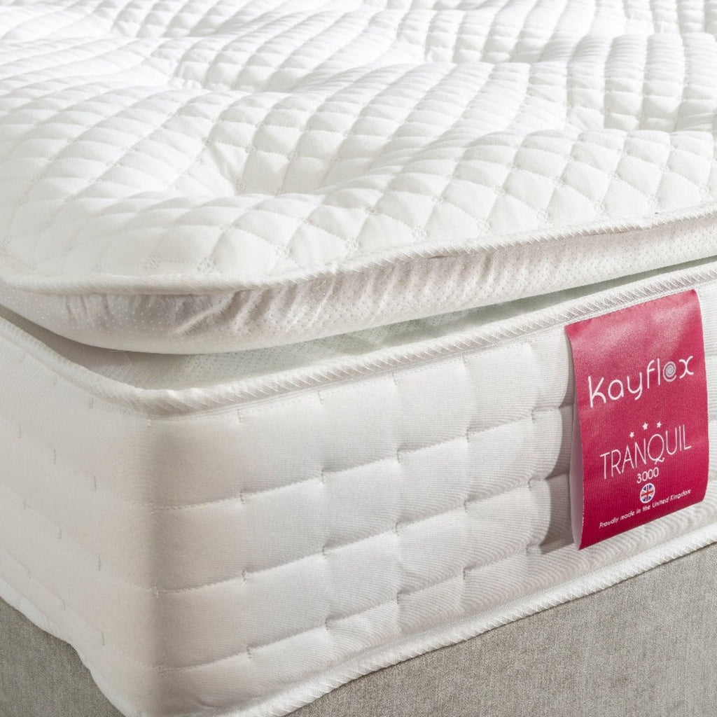 Kayflex Tranquil 3000 Pocket Plush Mattress - Close up of label and corner - Beds4Us
