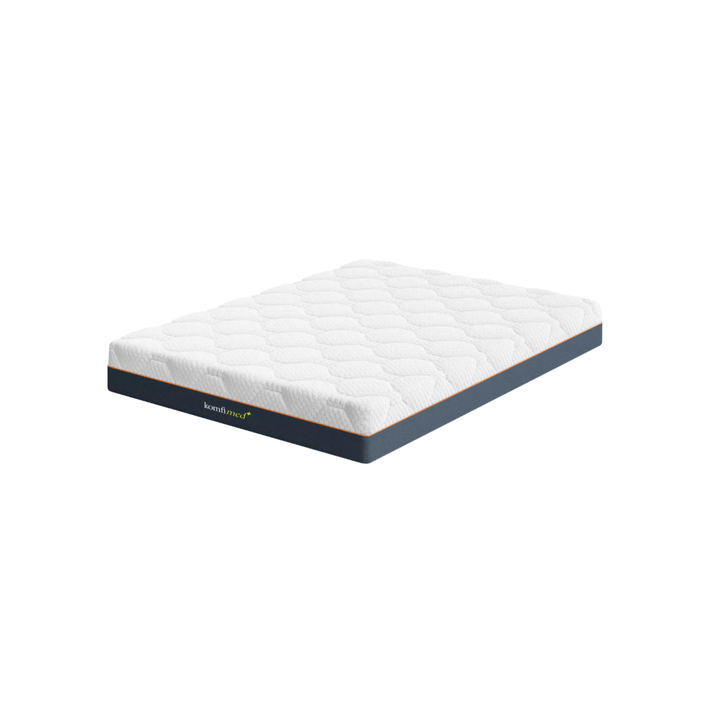 Komfi Med Ortho Cooling Firm Gel Mattress - Positioned at an angle, on a white background - Beds4us
