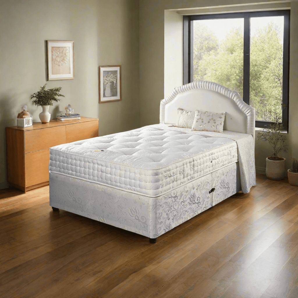 Shakespeare Infinity Mattress 2000 Pocket Sprung - mattress on divan base in a modern bedroom - Beds4Us