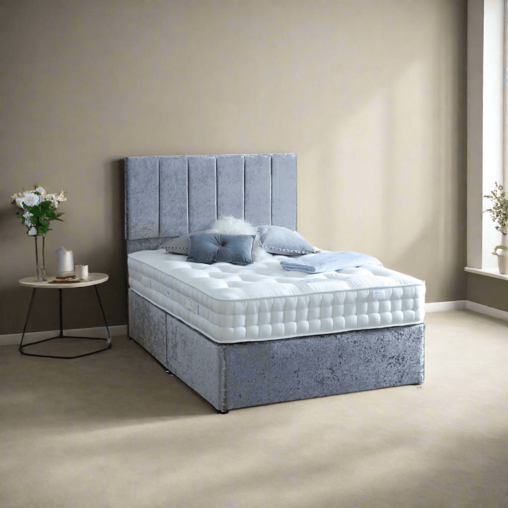 Shakespeare Natural Air 2000 Handmade Mattress- mattress on divan base with headboard in a bedroom setting - Beds4Us