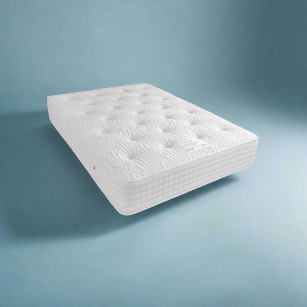 Sweet Dreams Cashmere Ortho Pocket Sprung 2000 Mattress - on a blue background - Beds4us