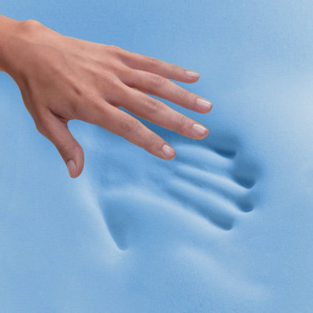 Visco Therapy Gel Pocket Rolled Mattress - Demonstration of cool blue foam - Beds4us