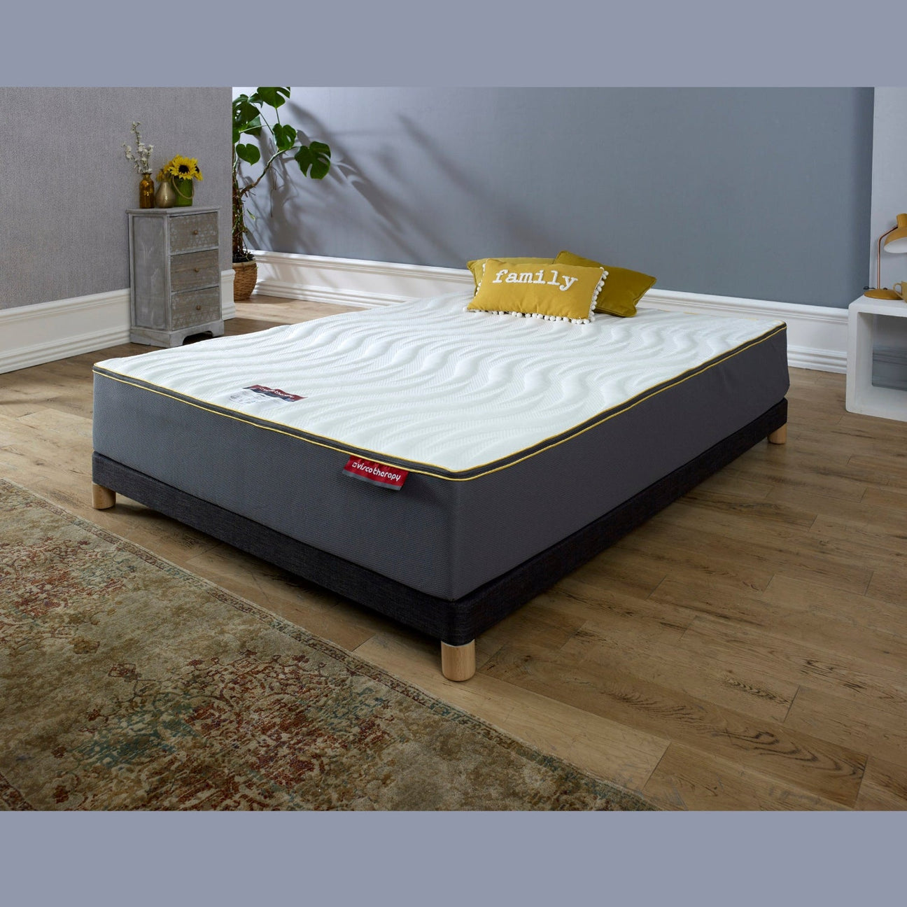 Visco Therapy Memory Gel Pressure Relieving Pocket Mattress - On a bed in a modern room, mid angle - Beds4us