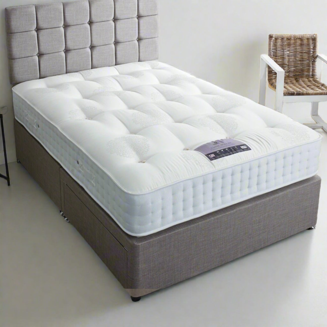 Classic Wool Pocket 800 Divan Set with Cuba Headboard - Beds4Us