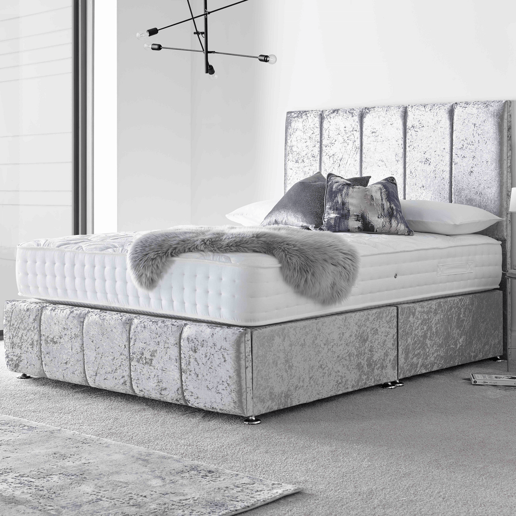 Deep Sleep Opal 1000 Mattress - mattress on divan bed with headboard in white and grey room setting - Beds4Us