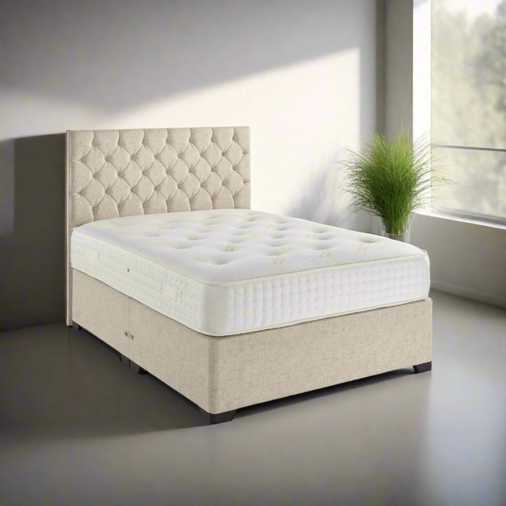 Dreamland Beds Barrington Pocket 2000 Soft Natural Mattress - Mattress on divan base with headboard - Beds4Us