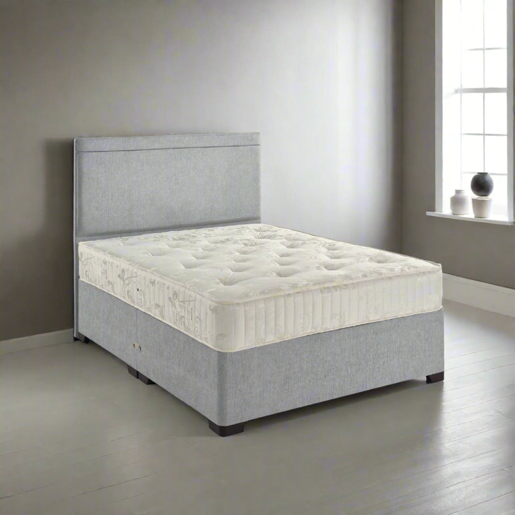 Dreamland Beds Oak King Mattress - Mattress on a divan bed with headboard - Beds4Us