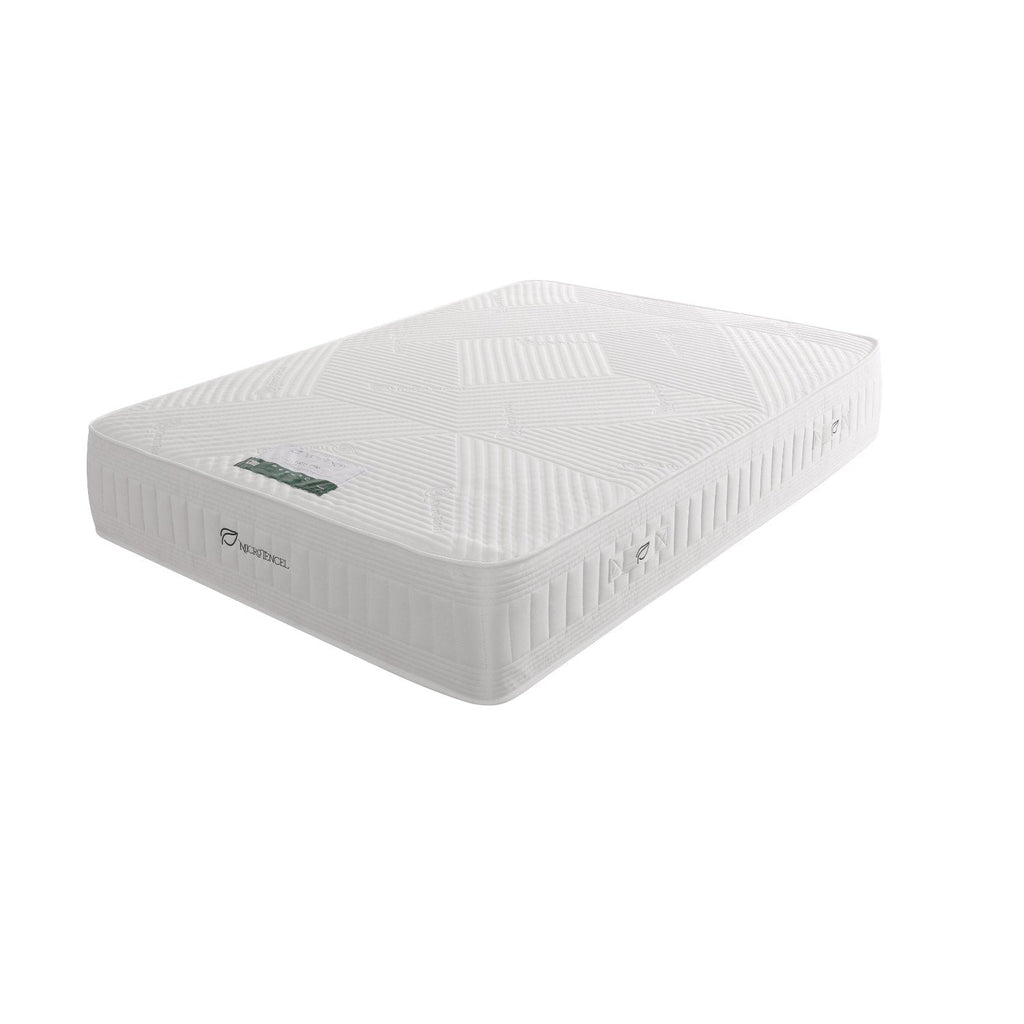 Dura Beds Microtencel 1000 Natural Latex Mattress - Mattress on a white background, positioned at an angle - Beds4Us