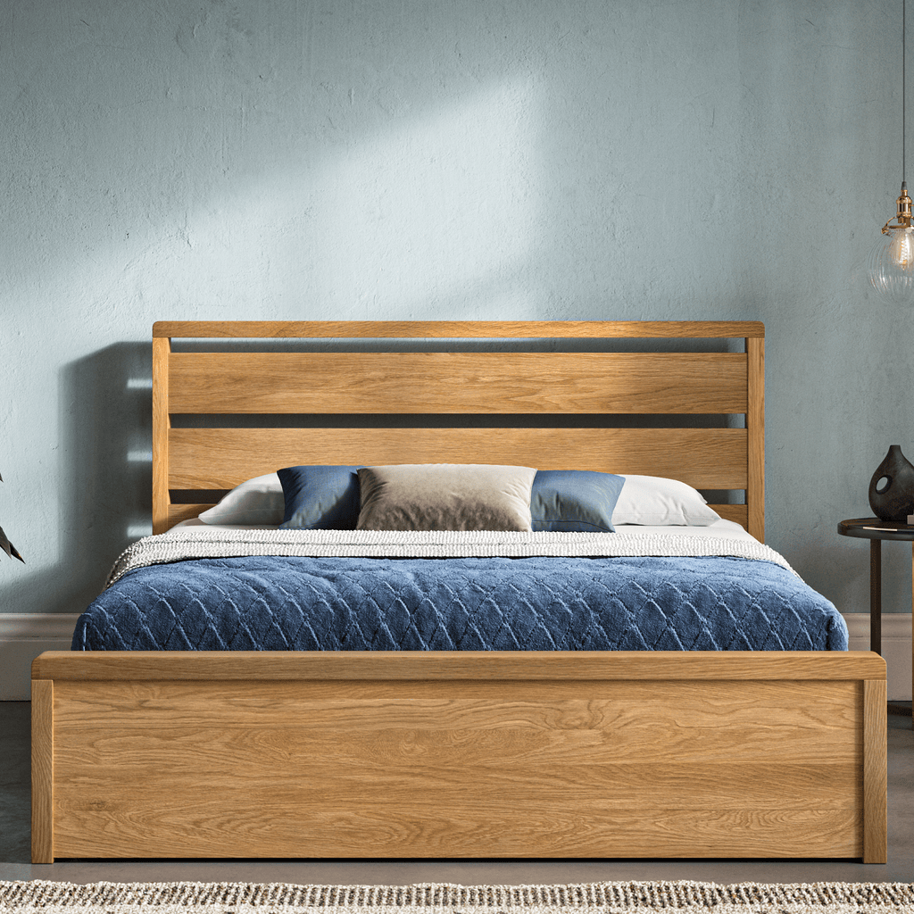 Emporia Beds Modena Ottoman Storage Bed Oak - closed ottoman - Beds4Us
