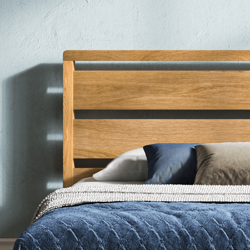 Emporia Beds Modena Ottoman Storage Bed Oak - close up of headboard - Beds4Us
