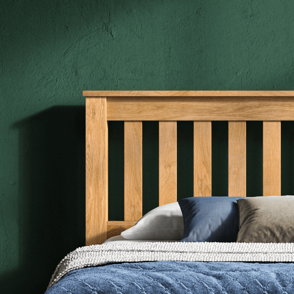 Emporia Beds Monaco Ottoman Storage Bed - oak - headboard close up - Beds4Us