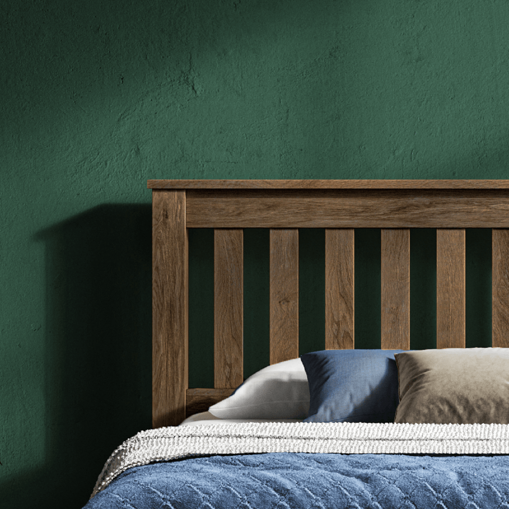 Emporia Beds Monaco Ottoman Storage Bed - warm oak - close up of headboard - Beds4Us