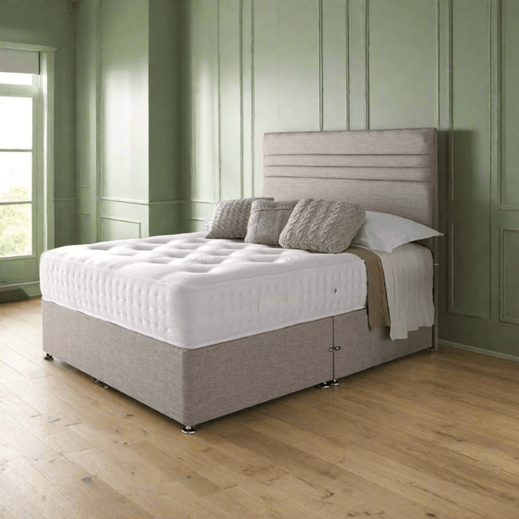 Giltedge Backcare 2000 Mattress - Mattress on a divan base with headboard in a green room with wooden flooring - Beds4Us