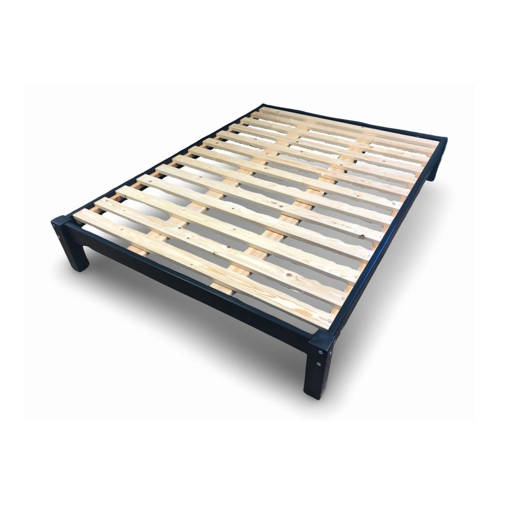JJ Platform Bed - Solid wooden bed displaying extra strong slat base, on a white background - Beds4us