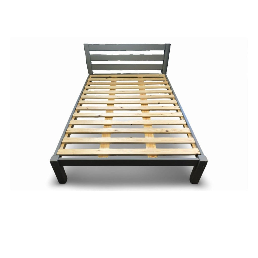 JJ Ranch 4 Rail Bed - Solid wooden bed displaying extra strong slat base, on a white background - Beds4us
