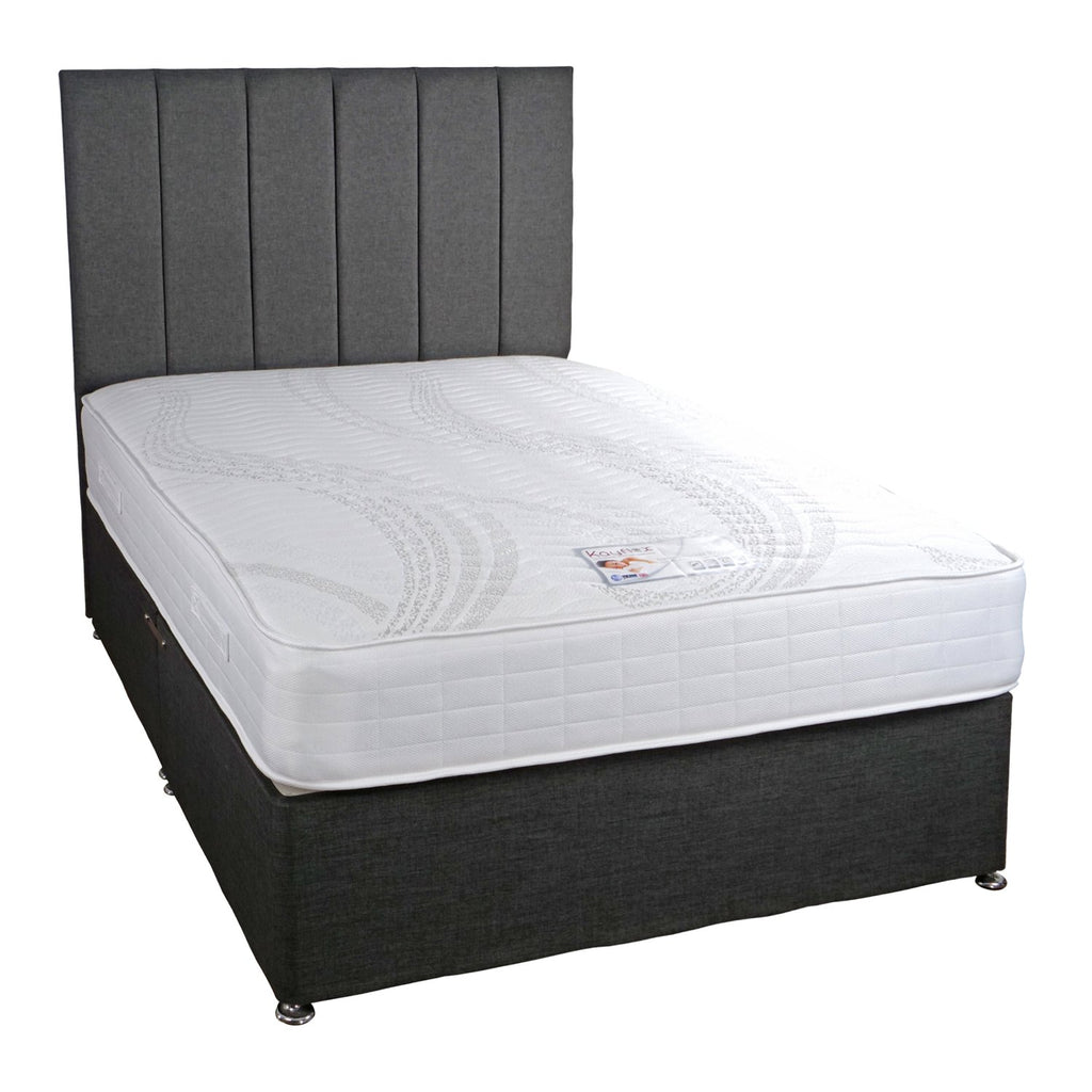 Kayflex Luxury Pocket 1000 Mattress - mattress on bed with headboard on a white background - Beds4us