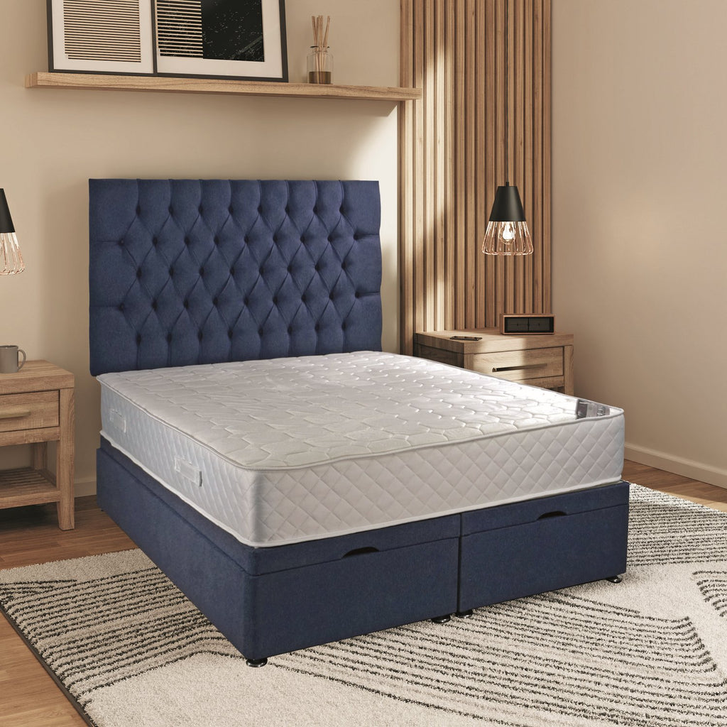 Kayflex Siberia Pocket Sprung Mattress - mattress on divan style base with headboard in a bedroom setting - Beds4Us