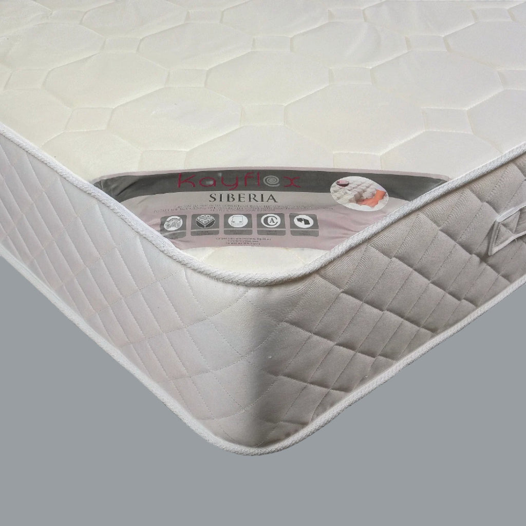 Kayflex Siberia Pocket Sprung Mattress - close up of mattress corner with label - Beds4Us