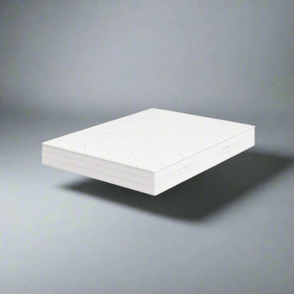 Komfi Unity Supreme Excel Premium Foam Mattress - Mattress positioned at an angle, on a grey background - Beds4us