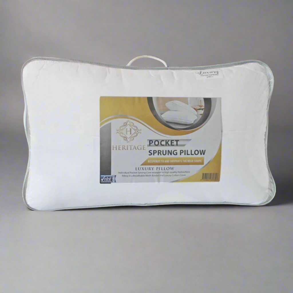 Heritage Luxury Pocket Sprung Pillow -Pillow in packaging - Beds4Us