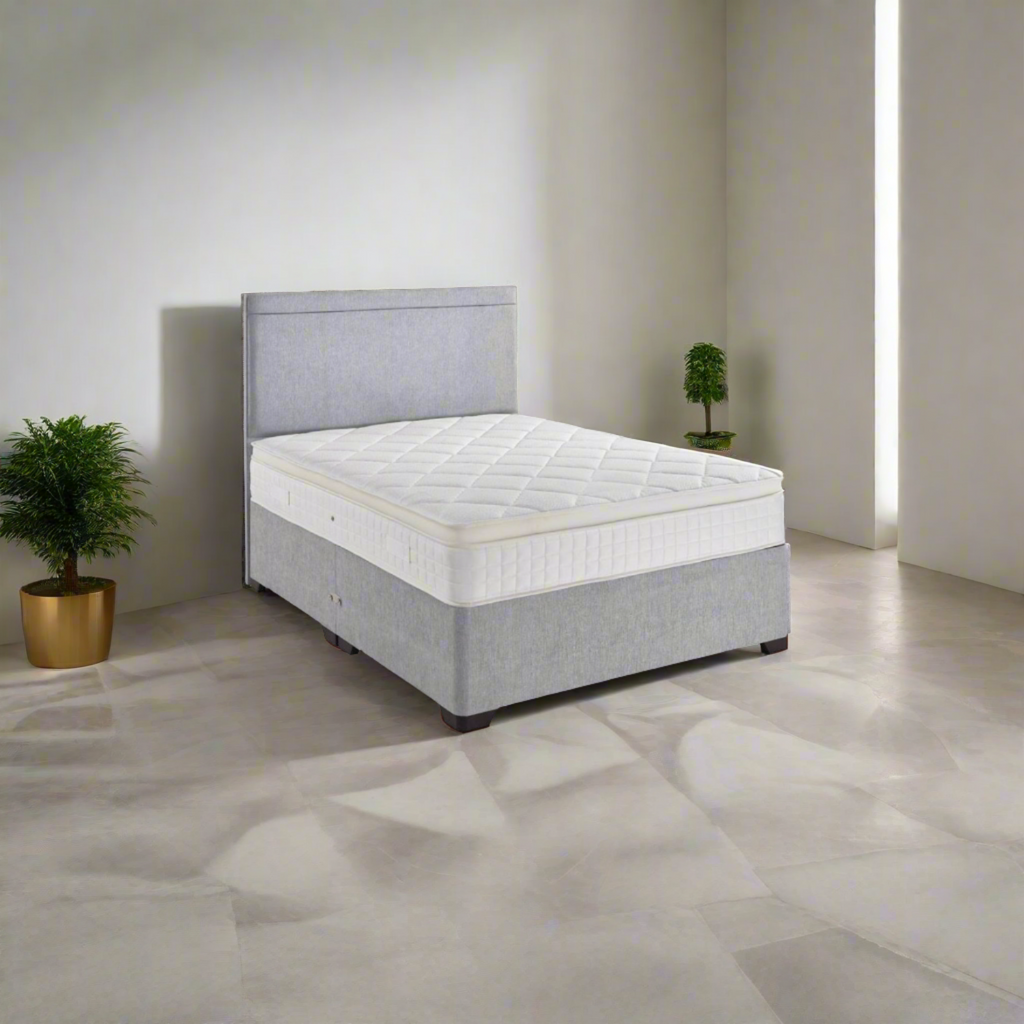 Dreamland Charisma Pillow Top Pocket 1000 Mattress - Mattress on a divan base in a minimalist modern bedroom - Beds4us