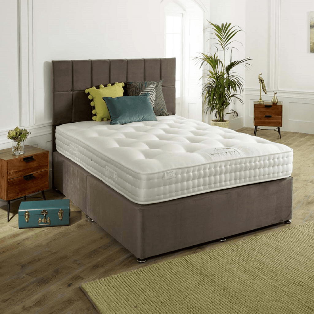 Shakespeare Natural Merino Wool Sleigh Bed Mattress - mattress on bed in bedroom setting - BedsUs