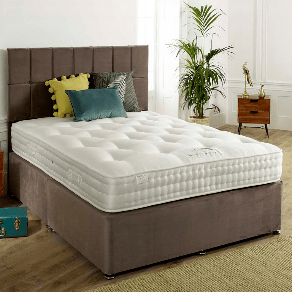 Shakespeare Natural Merino Wool Sleigh Bed Mattress - mattress on divan base with headboard - Beds4Us