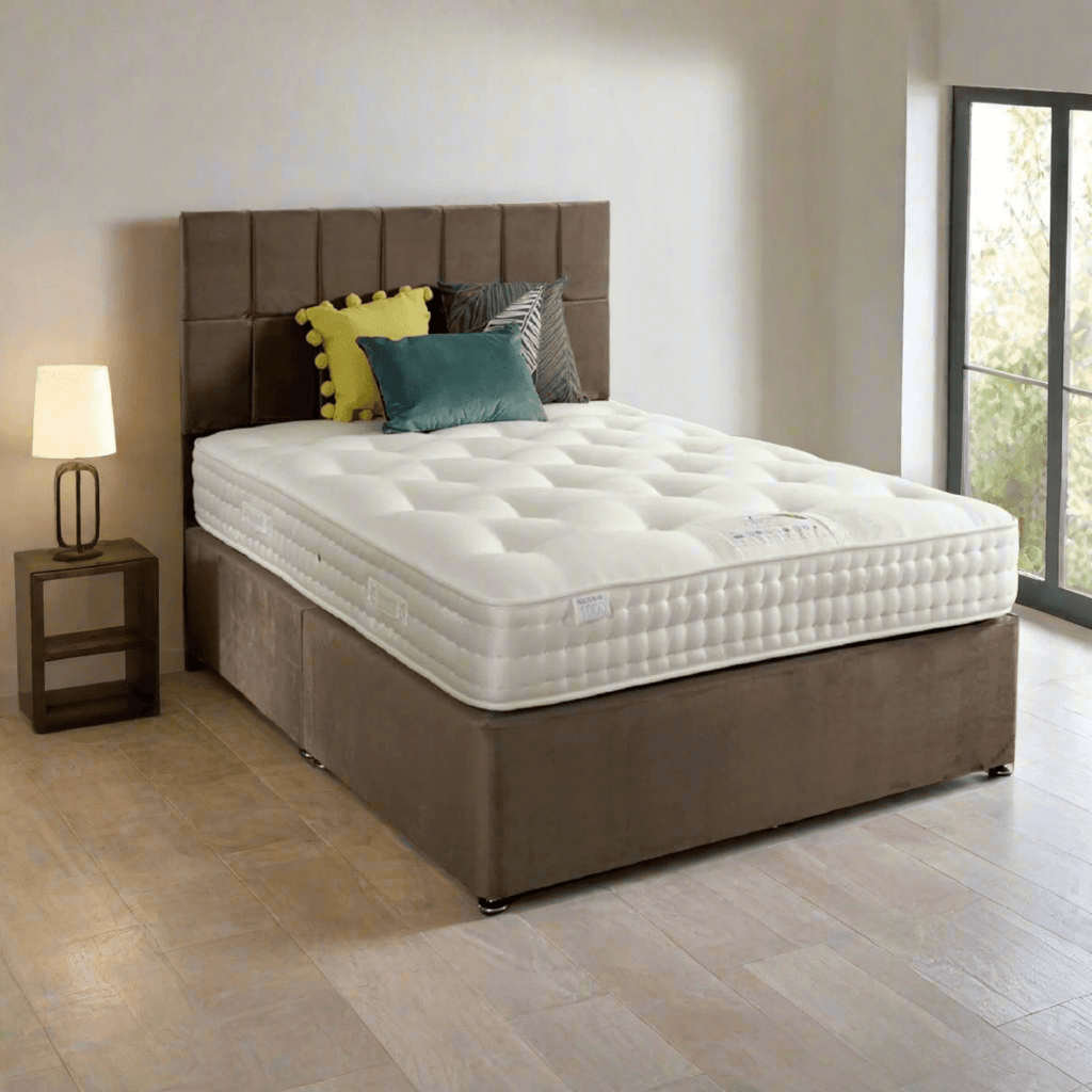 Shakespeare Natural Merino Wool Sleigh Bed Mattress - mattress on bed in room setting - Beds4Us
