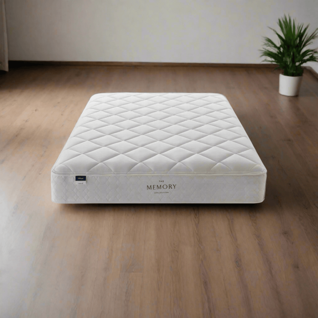 Silentnight Lyra Miracoil Memory Foam Mattress - Mattress on the floor of a modern bedroom, positioned face on - Beds4us