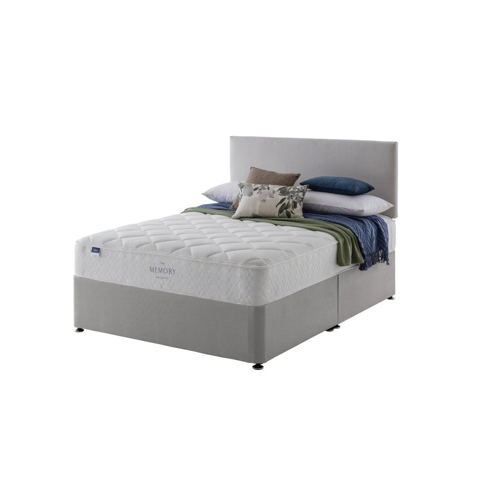 Silentnight Lyra Miracoil Memory Foam Mattress - Mattress on a bed on a white background positioned at an angle - Beds4us