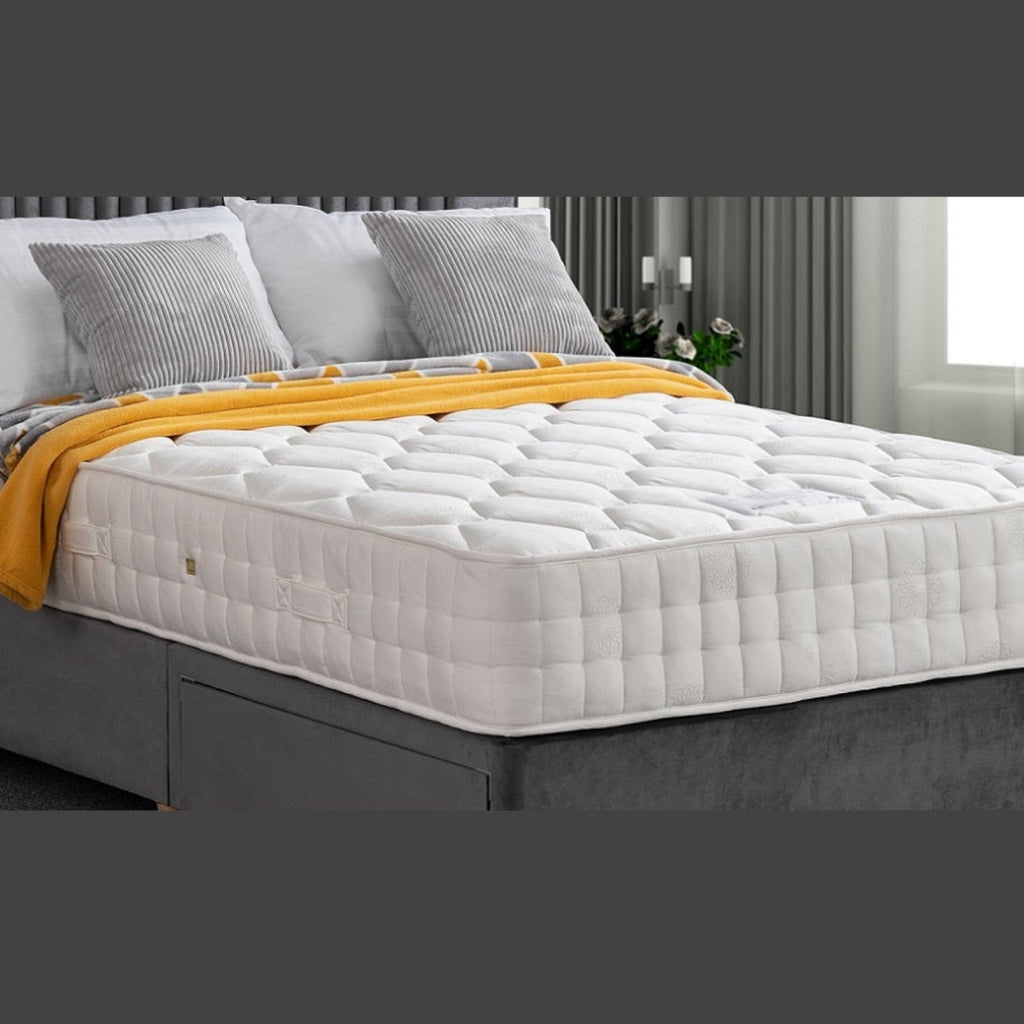 Sweet Dreams Natural Augusta 1000 Pocket Chemical Free Mattress - On a bed in a modern room - Beds4us