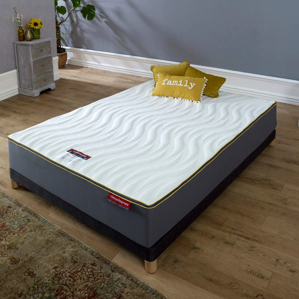 Visco Therapy Memory Gel 3000 Roll Out Mattress - On a base in a dark room - Beds4us